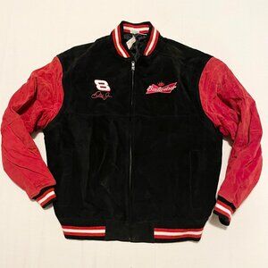 Vtg Dale Earnhardt Jr Budweiser Racing Winners Circle Jacket Large Black Suede